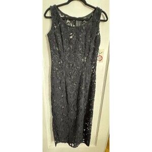 Vintage Wild Rose‎ Sheath Dress Black Sheer Lace Embroidered Size 6 Sexy Party